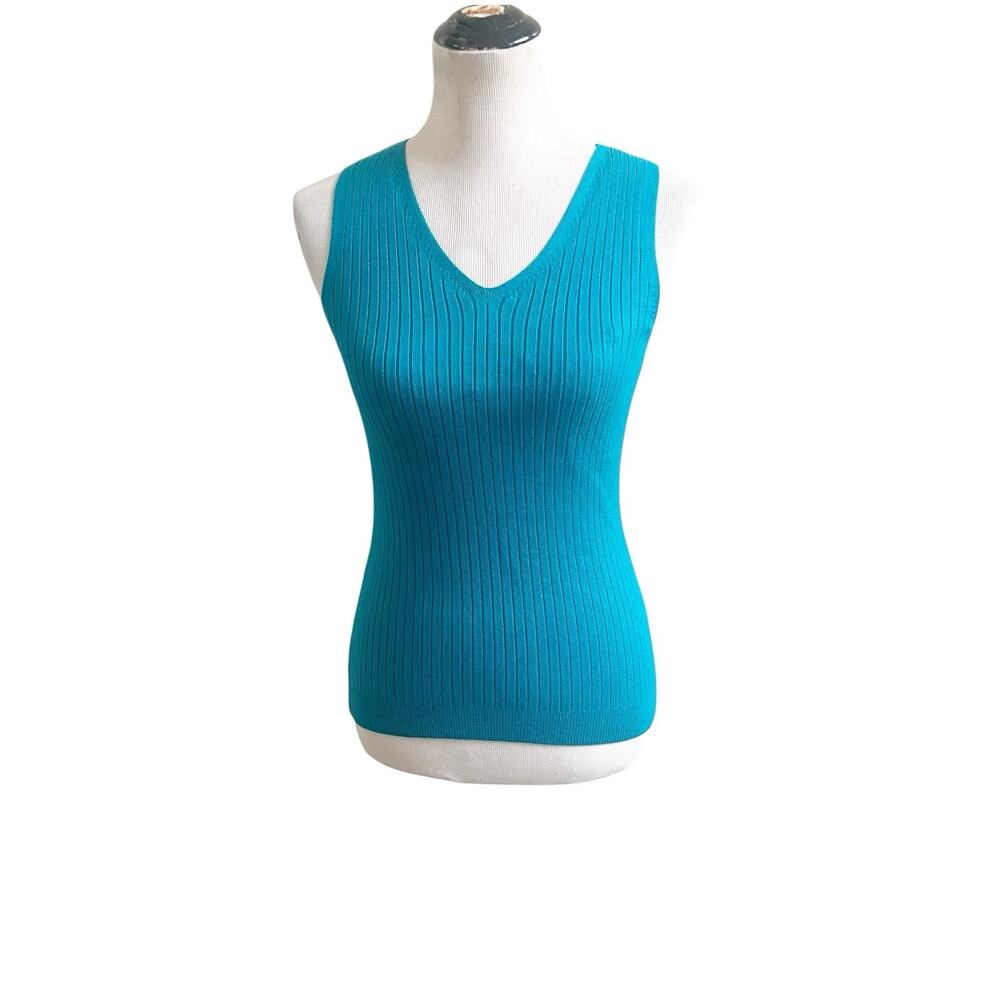 Soft Surroundings Ribbed Sweater Tank Lightweight Size XS Teal NWT